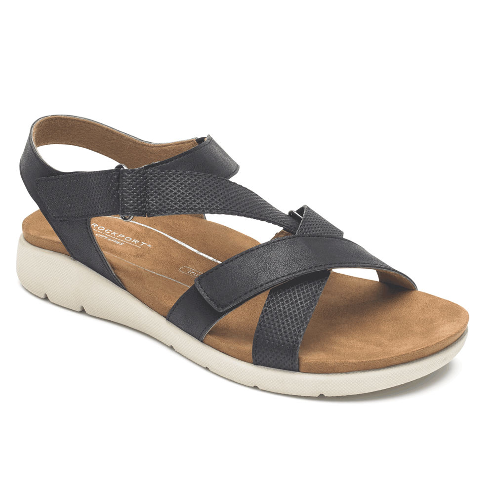 Rockport Womens Sandals Black - Eileen X-Strap - UK 641-MWTHZG